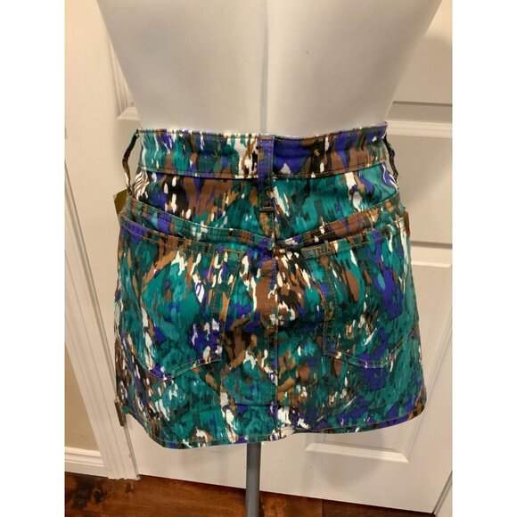 Joe's Jeans "Forest Enchanted " Green Splatter Print Denim Mini Skirt, Size 27 - Picture 5 of 7